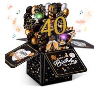 joyoldelf Tarjeta Felicitacion Cumpleaños 40 Años- Tarjetas de Cumpleaños Musicales Pop Up Original, Tarjeta Cumpleaños 3D, Regalo Aniversario Divertidos Para Hombre Mujer Amigo Novio Novia Padre