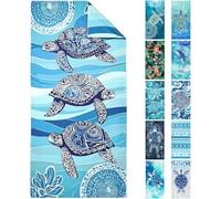 joyoldelf Toalla Playa Grande De Microfibra, 180x90 cm Toalla De Playa Sin Arena, Toallas Playa XXL De Secado RáPido Ultraligera PortáTil, Adecuado para Piscina, Camping, Viaje (Tortuga-Azul)