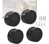 JoyousMall 4 clips de espejo de cristal de aleación de zinc negro, soporte de pared para baño de 3 mm a 5 mm de grosor, soportes fijos perpendiculares y paralelos