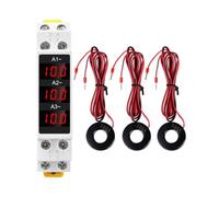 JoyousMall Amperímetro digital trifásico, CA 80-500 V 1-100 A, montaje en carril DIN, medidor de corriente con pantalla HD para paneles de control industriales