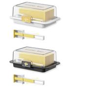JoyousMall Mantequera hermética con tapa para encimera y estante de puerta de refrigerador, recipiente de plástico apto para microondas y lavavajillas, para mantequilla de la costa este, 7.2 pulgadas