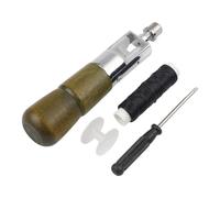 JoyousMall Máquina de coser a mano de cuero, herramienta de costura manual portátil con construcción de madera y metal para arte de cuero, grabado y reparaciones, juego de 8 piezas