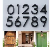 JoyousMall Número de puerta, letrero 3D brillante para matrícula de casa, autoadhesivo, resina ABS, color negro, para exteriores, hotel, habitación, número de dirección estereoscópico
