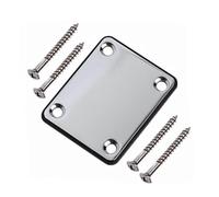 JoyousMall Placa de cuello de guitarra eléctrica negra de 4 agujeros con respaldo, tablero de junta de metal para guitarra Tele y para guitarras de estilo jazz, conector de fuerza de 64,5 x 51 mm con