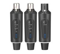 JoyousMall Sistema de micrófono XLR inalámbrico con alimentación de 48 V, transmisor y receptor enchufable para micrófonos de condensador dinámico, grabación en vivo y habla pública, color negro