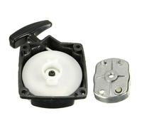 JoyousMall Tirador de arranque de retroceso con trinquete para cortasetos, cortadora de césped, cuerda de 85 cm, distancia entre agujeros de 67 mm, pieza de repuesto negra y plateada