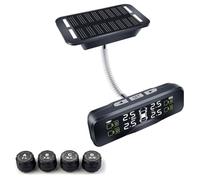 JoyousMall TPMS inalámbrico para coches, monitor de presión de neumáticos alimentado por energía solar con 4 sensores externos, rango de 0 a 6 bares, clasificación IP67, para sedanes, SUV, camiones