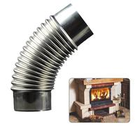 JoyousMall Tubo de chimenea de acero inoxidable con codo de 45 grados, conector curvado para chimenea de leña, estufa de camping, horno, color plateado