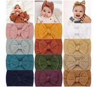 JOYOYO 12 Pcs Baby Girl Headbands Baby Bows and Headbands Soft Wide Headbands for Newborns Toddlers, Nylon Headbands Baby Headbands for Girls Baby Bowknot Hairbands