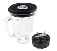 Joyparts Tarro de vidrio de repuesto con hoja y tapa inferior de base, compatible con licuadoras Hamilton Beach (5 tazas)