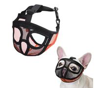 JOYPAWS Bozal corto para perro, bozal bulldog francés con malla suave ajustable, antimordeduras, ladridos, para razas pequeñas, medianas y grandes, Pug/Shih Tzu/Boston Terrier, naranja, L
