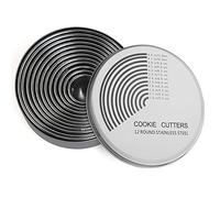 JoyPlus 12 Piezas Cortadores de Galletas Redondos Acero Inoxidable, Cortapastas Redondo, Moldes Galletas, Moldes Rosquillas, Aros Emplatar, Cortador Galletas Para Horneado,Pastel de Bricolaje