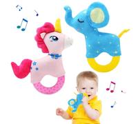 JoyPlus 2 Piezas Sonajeros Bebe 0-3 Meses Blanditos, Sonajero de Juguete Muñeca de Peluche, Sonajeros y Mordedores Bebe, Peluche Juguete para Bebé 0-12 Meses, Regalos Bebes Recien Nacidos Originales