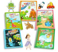 JoyPlus 5 PCS Libro Magico Agua, Libro Pintar Niños, Libros para Colorear con Agua Mágica, Reutilizables Magico Pintar con Agua con 5 Bolígrafos Educativo Doodle Pintar Juguetes para Niños