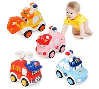 JoyPlus Coches de Juguetes para Niños 2 Años, 4 Piezas Coches Bebes 1 Años, Mini Vehículos de Construcción, Juguetes de Coche para 1-5 Años Niño Niña (Policía/Ambulancia/Bomberos/Camión)