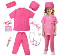 JoyPlus Disfraz Doctor Niñas,8 Piezas Disfraz de Médico Infantil,Disfraz Doctora Juguetes para Niños,Juguete para Disfraces Doctora de Roles para Halloween,Juguete Educativo para Niñas de 3-10 Años(L)