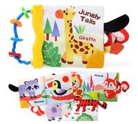JoyPlus Juguetes Libro Bebes 0 6 12 Meses, Libro de Tela Blandos para Bebe, 3D Animales Interactivo Libro Sensorial para Bebes, Estimulacion Temprana Regalos Bebes Recien Nacidos Originales (Amarillo)