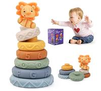 JoyPlus Juguetes Montessori Bebes 0 6 12 Meses, 7 Piezas Bloques Construccion Bebe Mordedor Cubos Sensoriales Juguete Apilables Círculo de Anidación Educación Regalos para Bebé Niños 0 6 12 18 Meses
