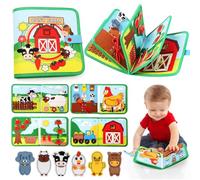 JoyPlus Libro Montessori Busy Board Niños 1 2 3 Años, 20 en 1 Busy Board de Actividad, Libro Interactivo Juguetes Montessori para Niños 2 Años, 10 Páginas Animales Granja, Regalos Originales Bebes