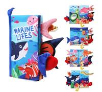 JoyPlus Libros Bebes 0-12 Meses, Libros de Tela Suave para bebés con Espejo, Libro Interactivo Texturas Bebe, Animales Libro Sensorial Suave de Actividades para Bebé Recien Nacido (Mundo de la Océan)