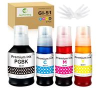 JoyPrinting GI-51 GI51 - Botellas de tinta compatibles con Canon Pixma GI51 GI-51 Multipack para Pixma G1520 G1530 G1560 G2520 G2560 G2570 G3520 G3560 G4570 (paquete de 4, negro, cian magenta)