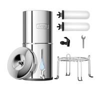 Joypur 8,5 L Sistema de filtración de agua por gravedad con ventana de visualización en forma de gota Filtro de agua por gravedad con certificación EU 98/37/EC, NSF/ANSI 42&372, 2 cartuchos cerámicos