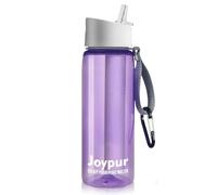 Joypur Botella con Filtro de 5 Capas y Brújula 650 ml, Morado | Filtro de Agua Portátil 0.01µm, 1500 Litros, Para Acampar y Senderismo, Purificador Personal para Mochila y Viajes