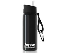 Joypur Botella con Filtro de 5 Capas y Brújula de 650 ml, Filtro de Agua Portátil de 0.01µm y 1500 Litros para Acampar y Senderismo, Purificador Personal para Mochila y Viajes (Negro)