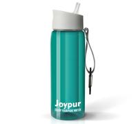 Joypur Botella con Filtro de 5 Capas y Brújula de 650 ml, Filtro de Agua Portátil de 0.01µm y 1500 Litros para Acampar y Senderismo, Purificador Personal para Mochila y Viajes (Verde)