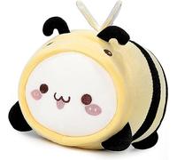 JOYRAVO Almohada de Viaje 2 en 1 para niños, microperlas de Espuma viscoelástica, Almohada Convertible en Forma de U, Animales Suaves, autobús… (Abeja Amarilla)