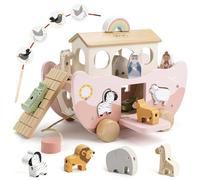 Joyreal Arca de Noé Madera - Juguetes Montessori 1 2 3 Años, Juguetes Bebe, Regalo Bautizo Niño Niña, Juegos Educativos Clasificador de Formas, Juguetes Apilables