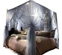 Joyreap Cortina de Cama con Dosel de 4 Esquinas para niñas y Adultos, Red acogedora de Lujo Real, Bonitos Accesorios de decoración de Dormitorio de Princesa (Gris-Azul, 47 Pulgadas de Ancho x 78