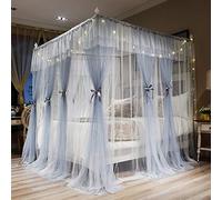 Joyreap Cortinas de Lujo de 4 Esquinas para Cama, Color Gris y Blanco, acogedora, Accesorios de decoración de Dormitorio Estilo Princesa (86 Pulgadas de Ancho x 78 Pulgadas de Largo, King)