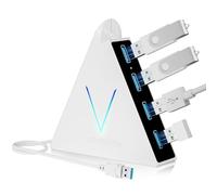 JoyReken 4-Port USB 3.0 Hub, FlyingVHUB Vertical Data USB Hub with 2 ft Extended Cable, for Mac, PC, Xbox One, PS4, PS5, iMac, Surface Pro, XPS, Laptop, Desktop, Flash Drive, Mobile HDD