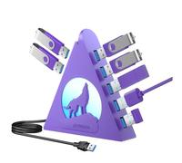 JoyReken Concentrador USB 3.0 de 7 puertos, torre vertical RGB para juegos con transferencia de datos de 5 Gbps, cable de 2 pies, divisor de concentrador USB para PC, MacBook, laptop, PS5, unidades