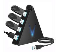JoyReken FlyingVHUB - Hub USB 3.0 de 4 puertos con cable extendido de 2 pies, para Mac, PC, Xbox One, PS4, PS5, iMac, Surface Pro, XPS, portátil, escritorio, unidad flash, disco duro móvil