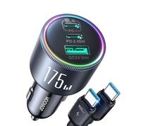 JOYROOM 175W 3 Puertos Cargador Coche Carga Rapida con Cable USB-C 100W, [3 GaN Chips] Cargador Mechero Coche, PD100W & QC3.0 Toma Mechero 12V para iPhone17/16/SamsungS25/Teléfonos/iPad/MacBook/Laptop