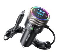 JOYROOM 2024 Último 5.4 Transmisor FM Bluetooth Coche 60W [PD 30W & USB-C Cable Espiral 30W] Adaptador Bluetooth Coche Reproductor de Música Hi-Fi, Manos Libres, Micrófono Dual, Luz LED, U-Disk