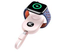 JOYROOM 2500 mAh Power Bank para Apple Watch con Cable USB C, [Pantalla LED] Cargador Apple Watch Portatil Compatible con Apple Watch 10/9/8/7/6/SE/5/4/3/2/1/Nike/Ultra/Ultra 2 (Rosa)