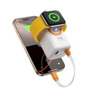 JOYROOM 5000mAh Cargador para iPhone y Apple Watch,[Cable Dual Puerto USB-C a iOS] Power Bank para iPhone Series16/15/14/13, Apple Watch Series 10/9/8/7/6/5/SE/4/3/2/Ultra2/Ultra - Blanco