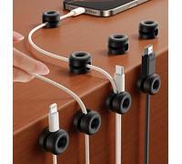 JOYROOM 8 PCS Organizador Cables de Silicona Clips para Cables Sujeta de Cables para Escritorio Autoadhesivo Gestión de Cables para Oficina, Coche, Mesita de Noche, Negro