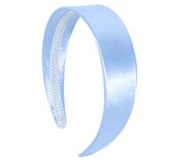 JOYRUBY Diadema de satén de 1.5 pulgadas, color azul claro, diadema ancha antideslizante, a la moda, banda lisa para la cabeza, diadema de Navidad, regalos de bricolaje, accesorios para el cabello