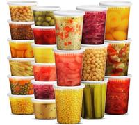 JoyServe Contenedores de alimentos Deli con tapas, (48 juegos) Tamaño de cuarto de galón de 24-32 onzas y tamaño de pinta de 24-16 onzas Contenedores herméticos de almacenamiento 54 tapas