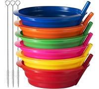 JoyServe Cuencos de cereales con pajitas para niños (juego de 6 cuencos de 20 onzas) cuencos reutilizables de plástico sin BPA con pajitas integradas para niños, incluye 3 cepillos de limpieza