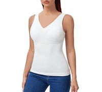 Joyshaper Damen Unterhemd Shapewear Bauchweg Hemd Formende Tops BH Tank Tops Hemdchen Spitze Westenoberteil Vests Shaping Bauch Weg Shirts Body Shaper, Blanco/cuello en V, XXL