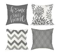 Joyshare Cushion Cover, 40 x 40 cm, Set di 4 con Home Sweet Home, Decorative Cushion Cover con cerniera nascosta, Divano Cushion, Divano Cushion Christmas (40 x 40, Grigio)