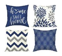 Joyshare Cushion Cover, 40 x 40 cm, Set di 4 con Home Sweet Home, Decorative Cushion Cover con cerniera nascosta, Divano Cushion, Divano Cushion Christmas (40 x 40, Blue)