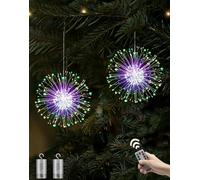 Joysing 2 luces navideñas con 180 luces LED, funciona con pilas, con mando a distancia, 8 modos, luz navideña, resistente al agua, cadena de luces para exteriores e interiores, decoración multicolor