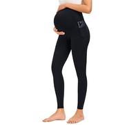 JOYSPELS Leggings de Maternidad sobre el Vientre con Bolsillos no Transparentes para Entrenamiento y Embarazo, Negro, XXL
