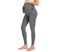 JOYSPELS Leggings de Maternidad sobre el Vientre con Bolsillos no Transparentes para Entrenamiento y Embarazo, Gris, S